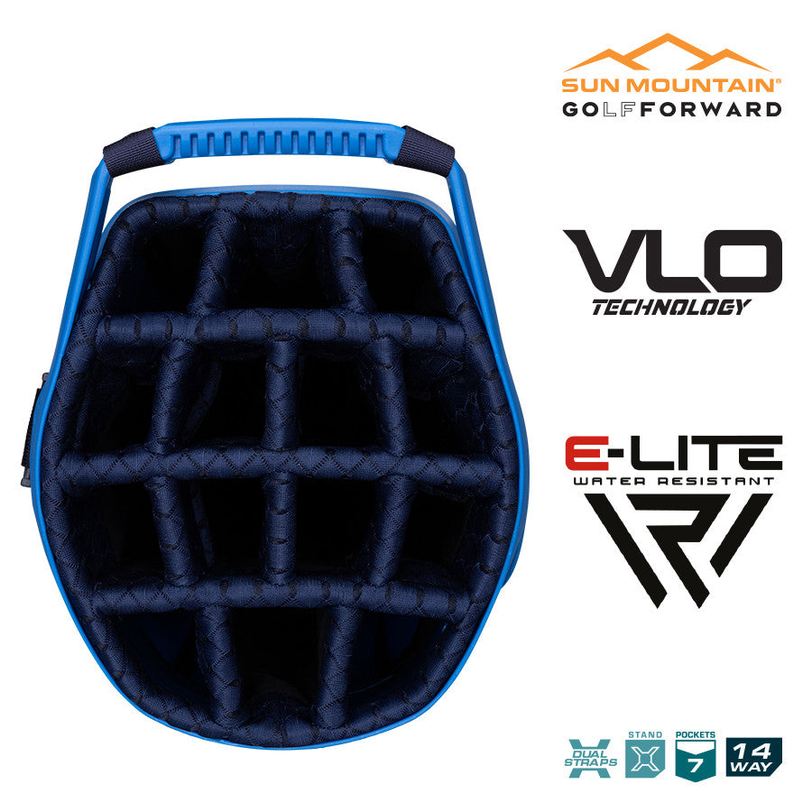 2025 Sun Mountain VLO E-LITE 14-Way Stand Bag - Blue/White
