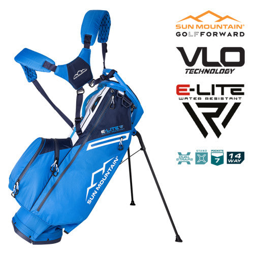 2025 Sun Mountain VLO E-LITE 14-Way Stand Bag - Blue/White